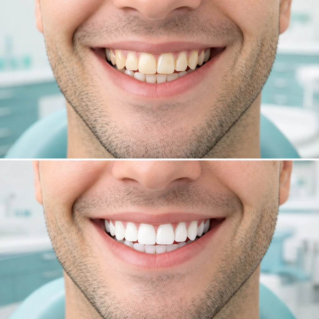 Before and after smile transformation collage